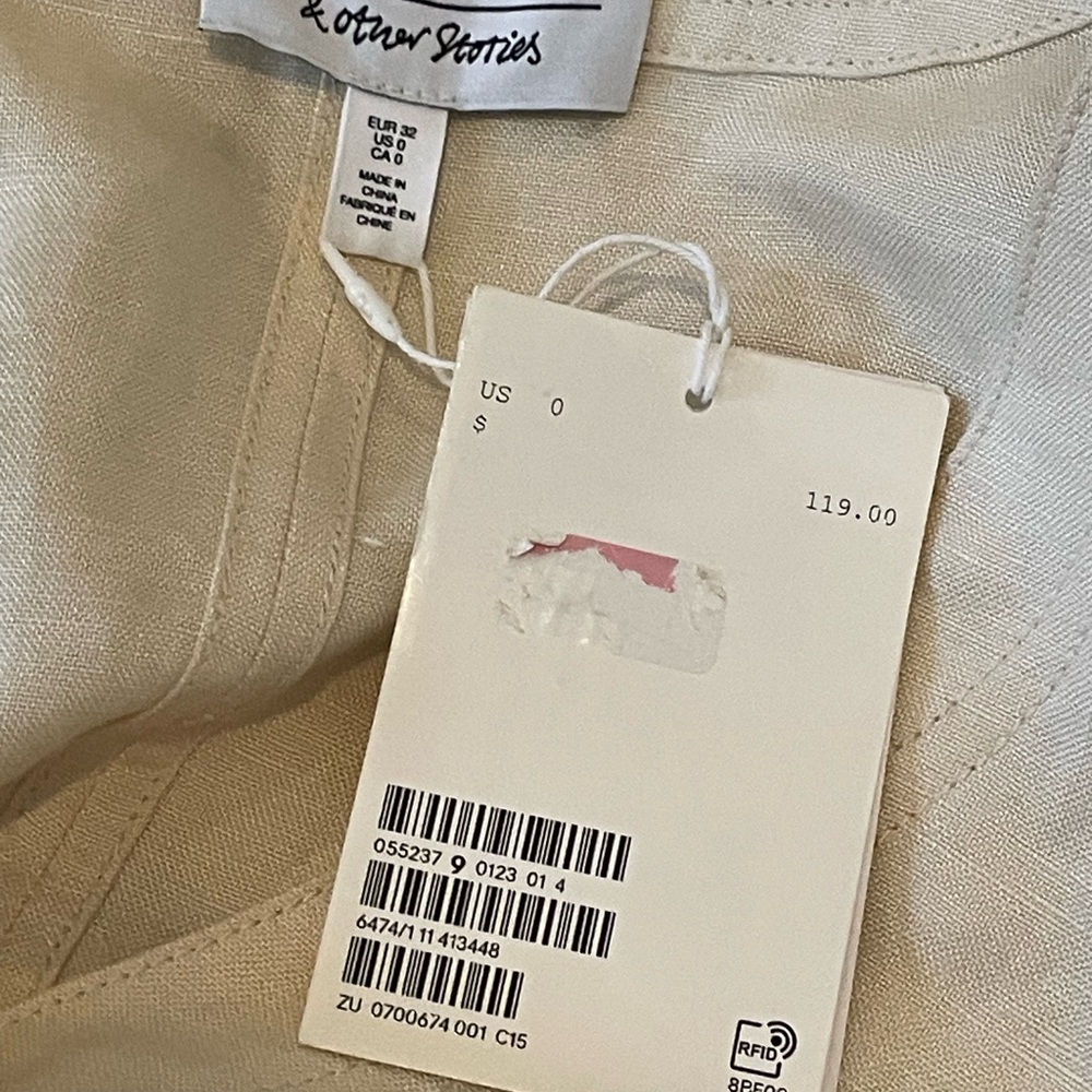 NWT & OTHER STORIES Linen Button Down Midi Dress Cottagcore Prairie - Picture 7 of 7